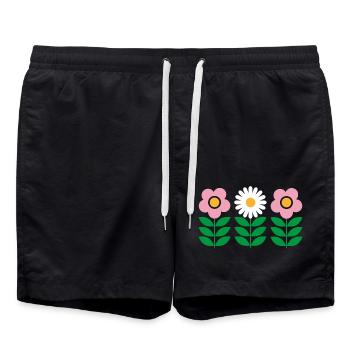 Blumen - Badeshorts - Schwarz - Vorne - AI Model Male 185 light (185cm)