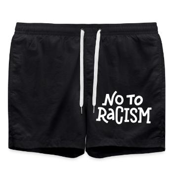 Non au racisme - Short de bain - noir - Devant - AI Model Male 185 light (185cm)