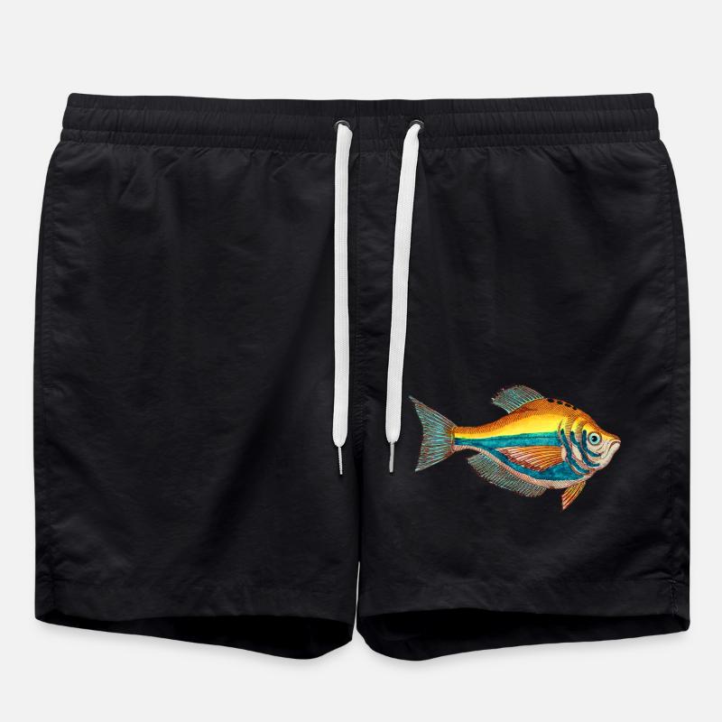Fischerglück - Anglerglück - Bunter Fisch - Badeshorts - Schwarz
