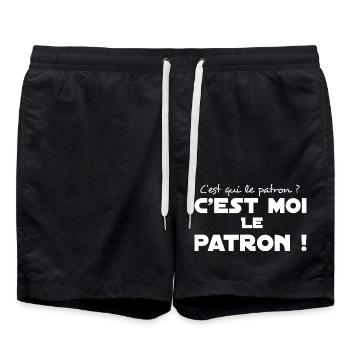 Humour c'est qui le patron tshirt personnalisė - Short de bain - noir - Devant - AI Model Male 185 light (185cm)