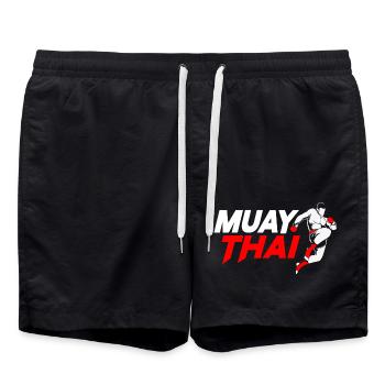 Muay Thai Boxing Kickboxing Kickboxer Kickboxen - Short de bain - noir - Devant - AI Model Male 185 light (185cm)