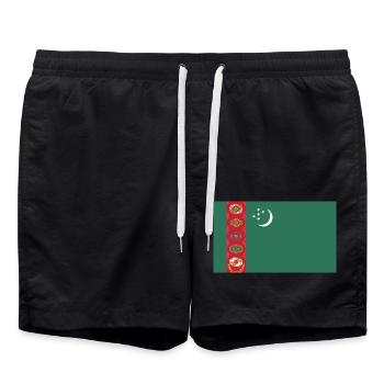 Drapeau turkmène - Short de bain - noir - Devant - AI Model Male 185 light (185cm)