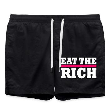 Eat the rich - Swim Trunks - black - Front - AI Model Male 185 light (185cm)