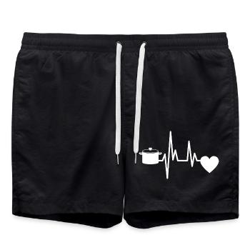 Cuisine pot pouls boulanger coeur cuisine cuisinier - Short de bain - noir - Devant - AI Model Male 185 light (185cm)