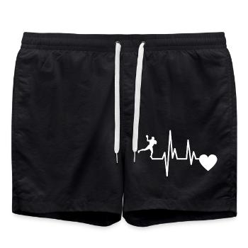Handball EKG Herzschlag Handballspieler Handballer - Badeshorts - Schwarz - Vorne - AI Model Male 185 light (185cm)