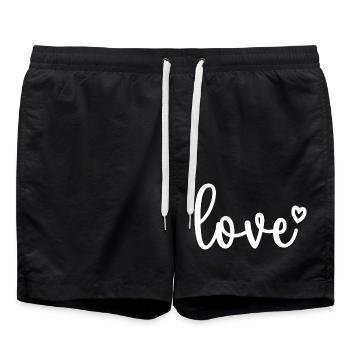 Cute Love With Heart Matching Valentine's Day Gift - Swim Trunks - black - Front - AI Model Male 185 light (185cm)