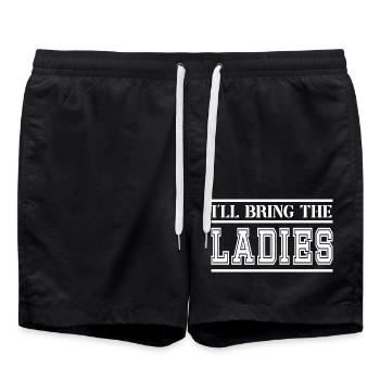I’ll Bring The Ladies - Enterrement de vie de garçon drôle pour hommes - Short de bain - noir - Devant - AI Model Male 185 light (185cm)