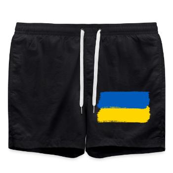 Ukraine Flag Brushstyle - Swim Trunks - black - Front - AI Model Male 185 light (185cm)