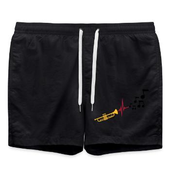 Notes Heartbeat Trompette - Short de bain - noir - Devant - AI Model Male 185 light (185cm)