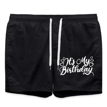 Es ist mein Geburtstag süßes Geburtstagsparty-Geschenk & Outfit - Badeshorts - Schwarz - Vorne - AI Model Male 185 light (185cm)