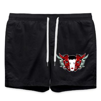 Masques japonais Oni - Short de bain - noir - Devant - AI Model Male 185 light (185cm)