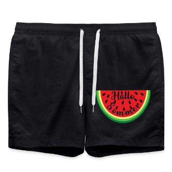 Hallo Sommer Melone - Badeshorts - Schwarz - Vorne - AI Model Male 185 light (185cm)