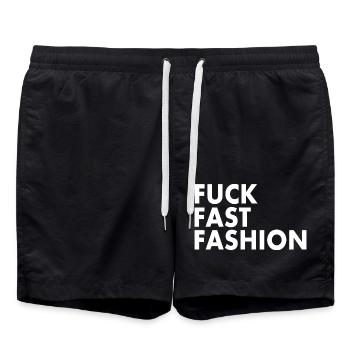Fuck fast fashion - Swim Trunks - black - Front - AI Model Male 185 light (185cm)
