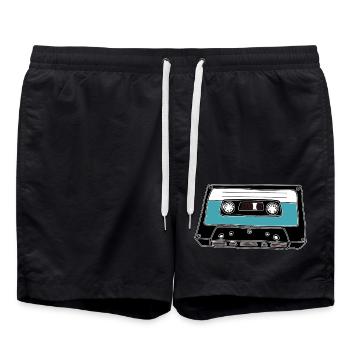 Cassette rétro - Short de bain - noir - Devant - AI Model Male 185 light (185cm)
