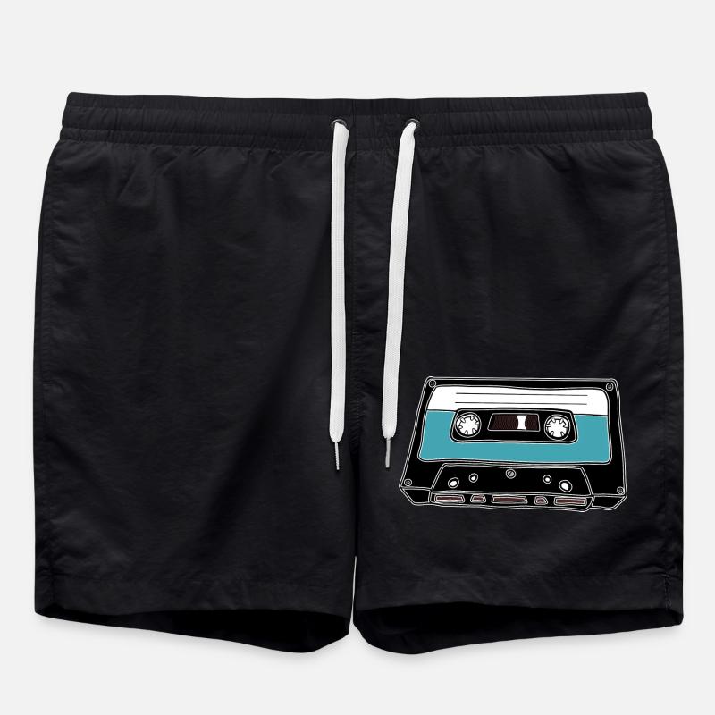 Retro Kassette - Badeshorts - Schwarz