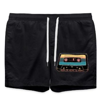Cassette Vintage 80's - Swim Trunks - black - Front - AI Model Male 185 light (185cm)