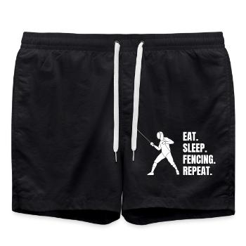 Fencing funny martial arts funny fencer saying - Swim Trunks - black - Front - AI Model Male 185 light (185cm)