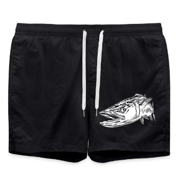 Grand barracuda vintage avec des dents dangereuses - Short de bain - noir - Devant - AI Model Male 185 light (185cm)