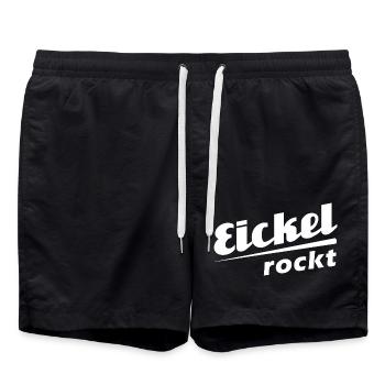 Eickel rockt - Textdesign mit Stadtnamen - Badeshorts - Schwarz - Vorne - AI Model Male 185 light (185cm)