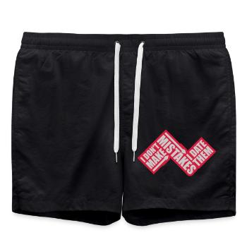 Date Mistakes Quote Logo - Swim Trunks - black - Front - AI Model Male 185 light (185cm)