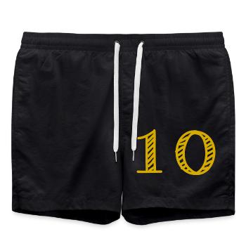 10 YEARS. 10th ANNIVERSARY. ANNIVERSARY 10 YEARS. Ten - Swim Trunks - black - Front - AI Model Male 185 light (185cm)