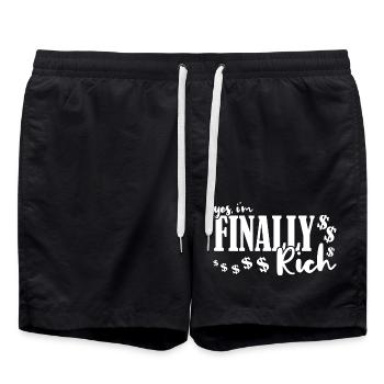 Yes, I am finally rich - Swim Trunks - black - Front - AI Model Male 185 light (185cm)