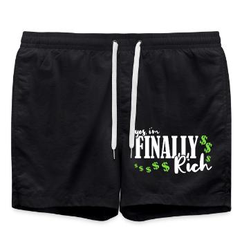 Yes, I am finally rich - Swim Trunks - black - Front - AI Model Male 185 light (185cm)