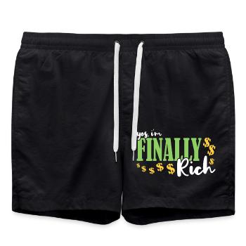 Yes, I am finally rich - Swim Trunks - black - Front - AI Model Male 185 light (185cm)