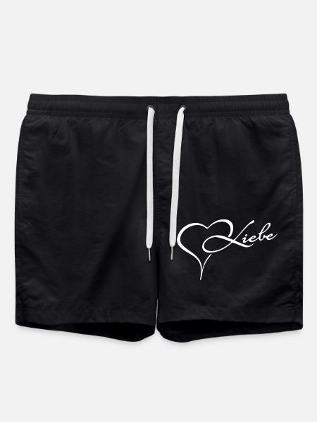 Herz mit Liebe Gefühl - Badeshorts - Schwarz