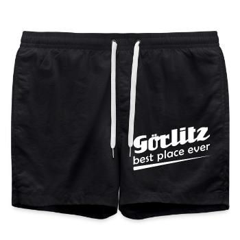 Görlitz - Stadt best place ever - Badeshorts - Schwarz - Vorne - AI Model Male 185 light (185cm)