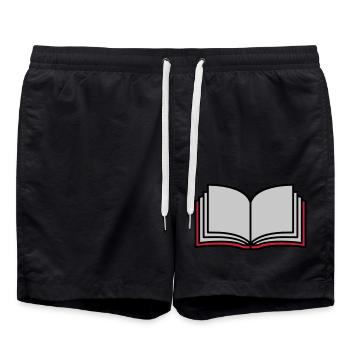 Pages du livre ouvert de l’école - Short de bain - noir - Devant - AI Model Male 185 light (185cm)