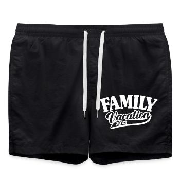 Familienurlaub 2023, passender Familiensommer - Badeshorts - Schwarz - Vorne - AI Model Male 185 light (185cm)