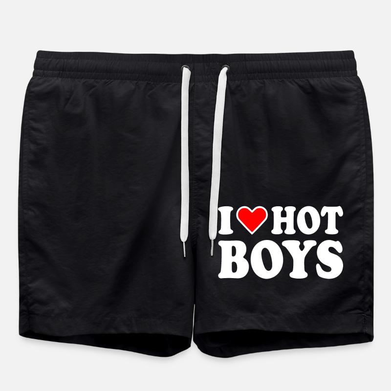 I love hot boys - Short de bain - noir