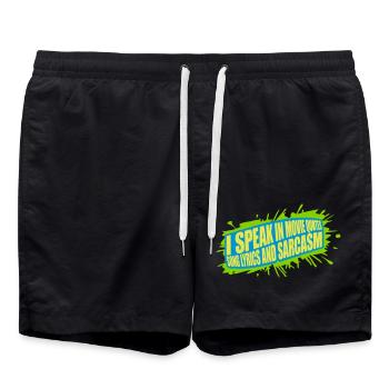 speak lyrics and sarcasm - Swim Trunks - black - Front - AI Model Male 185 light (185cm)
