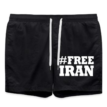 Free iran - Swim Trunks - black - Front - AI Model Male 185 light (185cm)