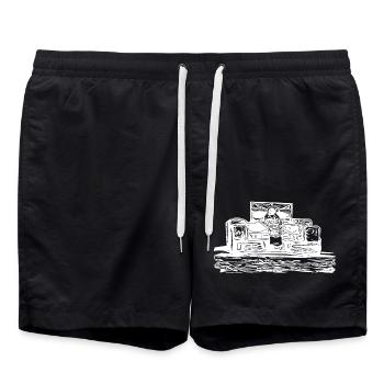 Vintage racing cars on the race track - Swim Trunks - black - Front - AI Model Male 185 light (185cm)