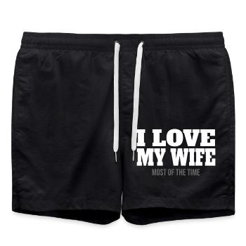 Cadeau de la Saint-Valentin Fiançailles Chers Partenaires de Couple - Short de bain - noir - Devant - AI Model Male 185 light (185cm)
