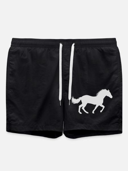 Racing Horse Silhouette Design - Swim Trunks - black