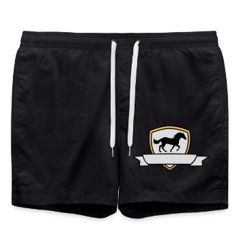 Banner Horse Coat of Arms Shield - Swim Trunks - black - Front - AI Model Male 185 light (185cm)