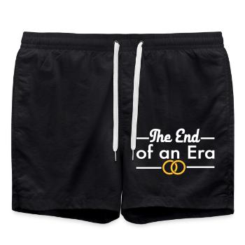 Junggesellenabschied - Badeshorts - Schwarz - Vorne - AI Model Male 185 light (185cm)