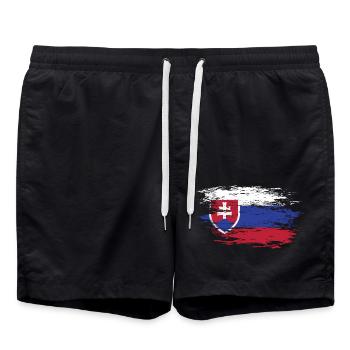 Slovakia Wall Map Flag used - Swim Trunks - black - Front - AI Model Male 185 light (185cm)
