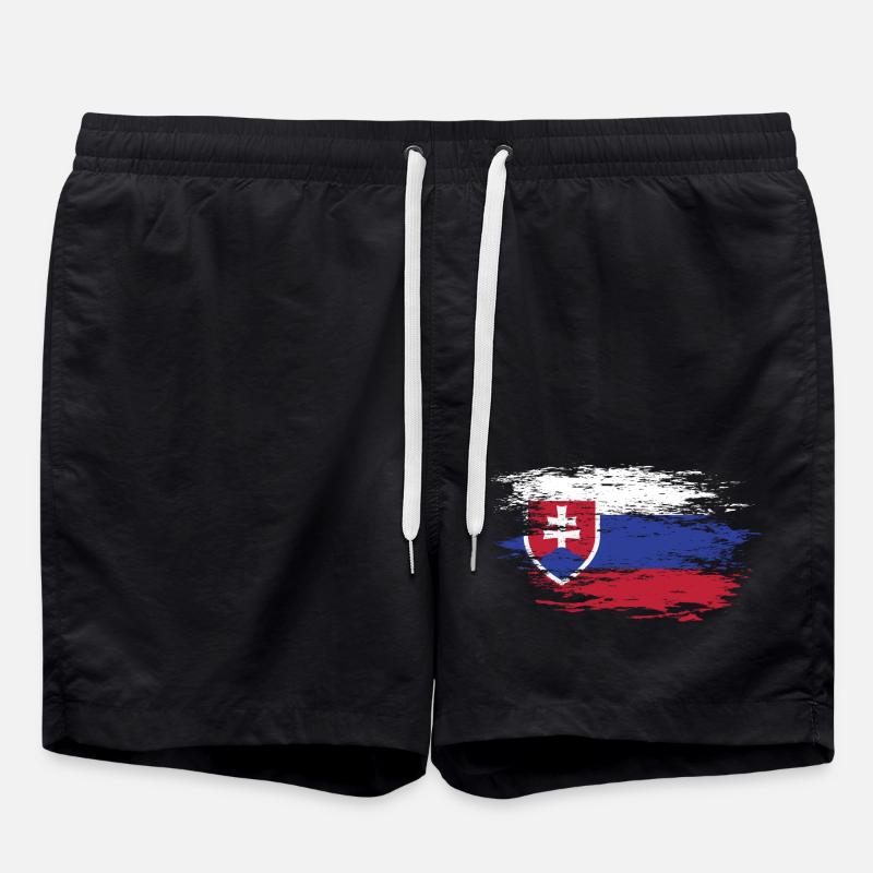 Slovakia Wall Map Flag used - Swim Trunks - black