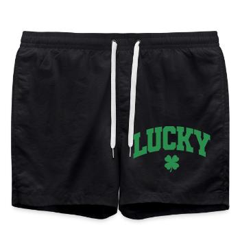St. Patrick's Day Geschenk Kleeblatt Männer, Frauen, Kinder - Badeshorts - Schwarz - Vorne - AI Model Male 185 light (185cm)