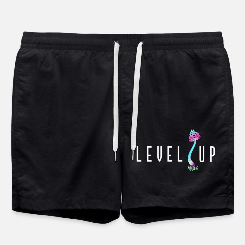 LEVEL UP Mushroom - Swim Trunks - black