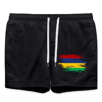 Mauritius Flagge used - Badeshorts - Schwarz - Vorne - AI Model Male 185 light (185cm)