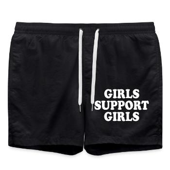girls support girls - Badeshorts - Schwarz - Vorne - AI Model Male 185 light (185cm)