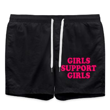 girls support girls - Badeshorts - Schwarz - Vorne - AI Model Male 185 light (185cm)