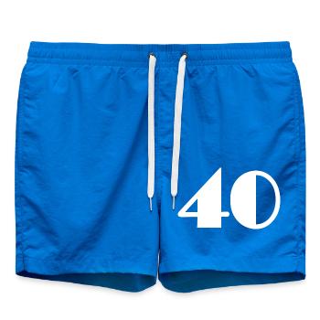 40 YEARS. 40th ANNIVERSARY. BIRTHDAY 40 YEARS. 40 - Swim Trunks - cobalt blue - Front