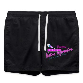 Logo infirmiere seringue - Short de bain - noir - Devant - AI Model Male 185 light (185cm)