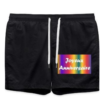 HAPPY BIRTHDAY. JOYEUX ANNIVERSAIRE. ANNIVERSAIRE. - Short de bain - noir - Devant - AI Model Male 185 light (185cm)